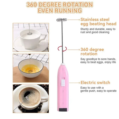Electric Milk Frother Coffee Steamer, Kitchen Drink Foamer Whisk Mixer, Cappuccino Cream Maker, Espresso Blender, Egg Beater