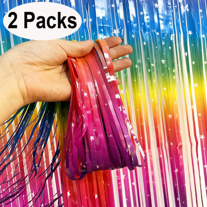 (Copy) Tende Decorative Oro Nero 2 Pezzi - Frangia Foil Metallico per Feste Laurea 2026 Compleanno Matrimonio