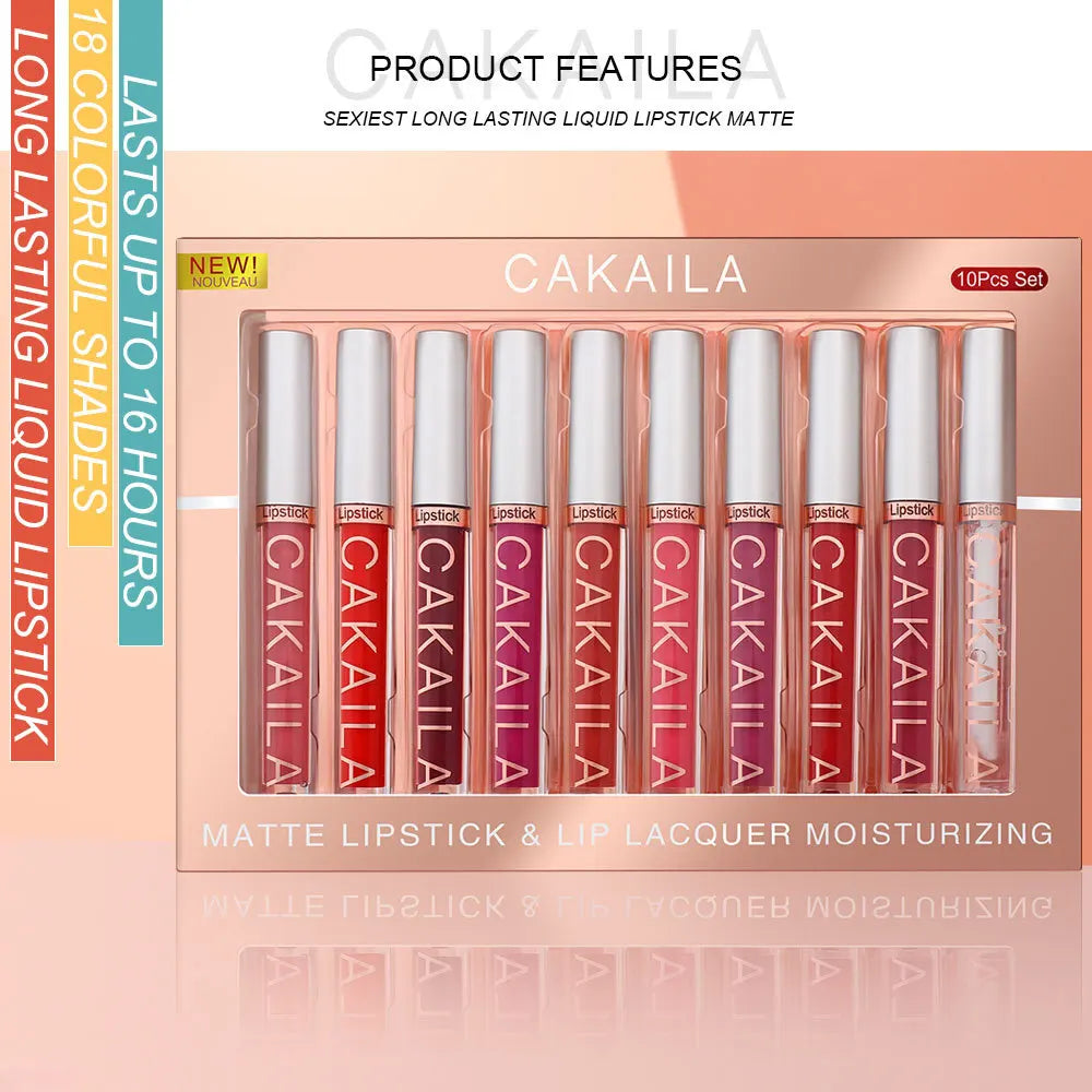 Nude Lip Gloss Rossetto 10 pz/set Nude Lip Gloss Rossetto Velluto Opaco Impermeabile Rossetto Liquido A Lunga Durata Donne Lip Umido Tinta
