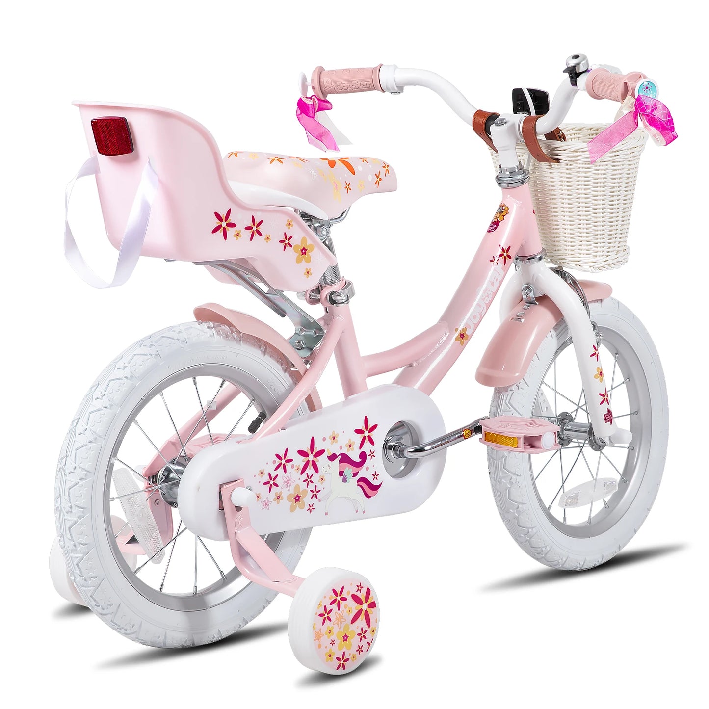 JOYSTAR Girls Bike for 2-9 Years Old Kids, 12 14 16 18 Inch Kids Bike with Training Wheels, Streamers, Basket, Doll Seat, Pink