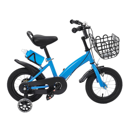 12 Inches Children's Bicycle with Training Wheels, Bottle Holder, Basket| Blue/Red/Pink Kids Bike for 2-5 Years