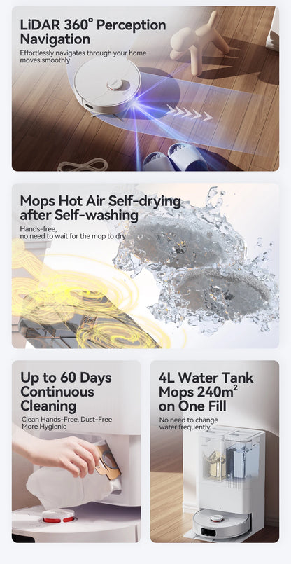 Robot Aspirapolvere JONR P20 Pro - Lavaggio e Aspirazione 8000Pa con Stazione Autopulente