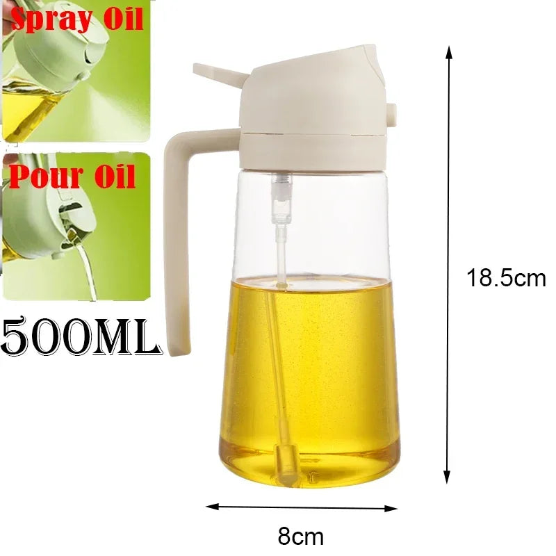 Multifunctional 2 in 1 Glass Oil Dispenser, 1 Count Oil Sprayer with Handle, Oil Dispenser for Cooking, Baking, Frying, Kitchen Utensils & Gadgets