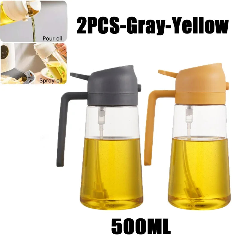 Multifunctional 2 in 1 Glass Oil Dispenser, 1 Count Oil Sprayer with Handle, Oil Dispenser for Cooking, Baking, Frying, Kitchen Utensils & Gadgets