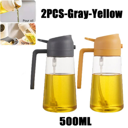 Multifunctional 2 in 1 Glass Oil Dispenser, 1 Count Oil Sprayer with Handle, Oil Dispenser for Cooking, Baking, Frying, Kitchen Utensils & Gadgets