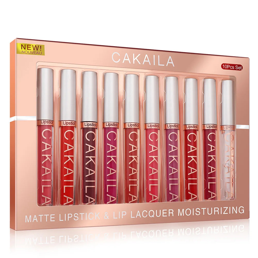 Nude Lip Gloss Rossetto 10 pz/set Nude Lip Gloss Rossetto Velluto Opaco Impermeabile Rossetto Liquido A Lunga Durata Donne Lip Umido Tinta