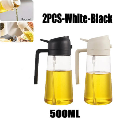 Multifunctional 2 in 1 Glass Oil Dispenser, 1 Count Oil Sprayer with Handle, Oil Dispenser for Cooking, Baking, Frying, Kitchen Utensils & Gadgets