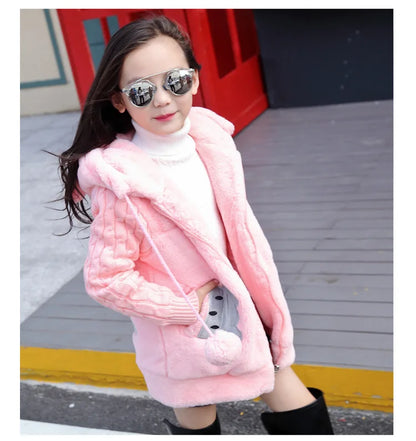 Big Size Winter Girls Jackets Keep Warm Thicken Christmas Coat Autumn Hooded Zipper Waterproof Outerwear Kids Clothes 3-12 Years