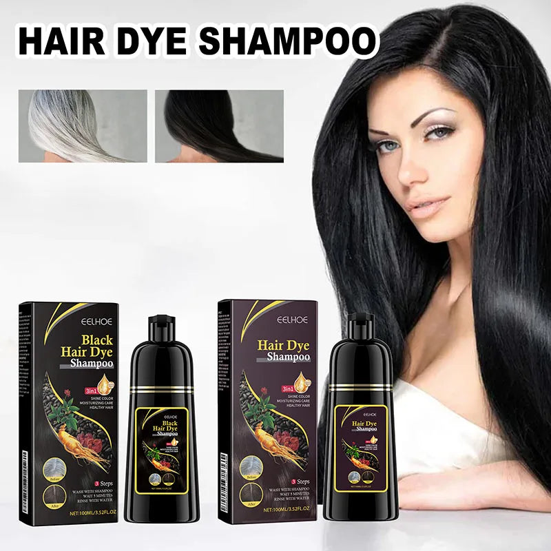 Hair Color Shampoo for Gray Hair 3 in 1 Black Hair Dye Shampoo for Women&Men Natural Herbal Safety Nourishing Hair Care Cream