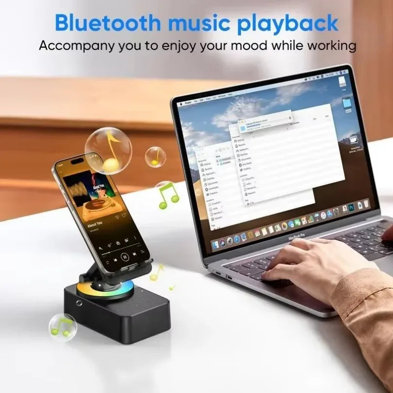Altoparlante Bluetooth wireless Supporto per telefono cellulare da tavolo 5 in 1 Carica portatile per banca di potere per cucina, viaggi, feste, palestra all'aperto