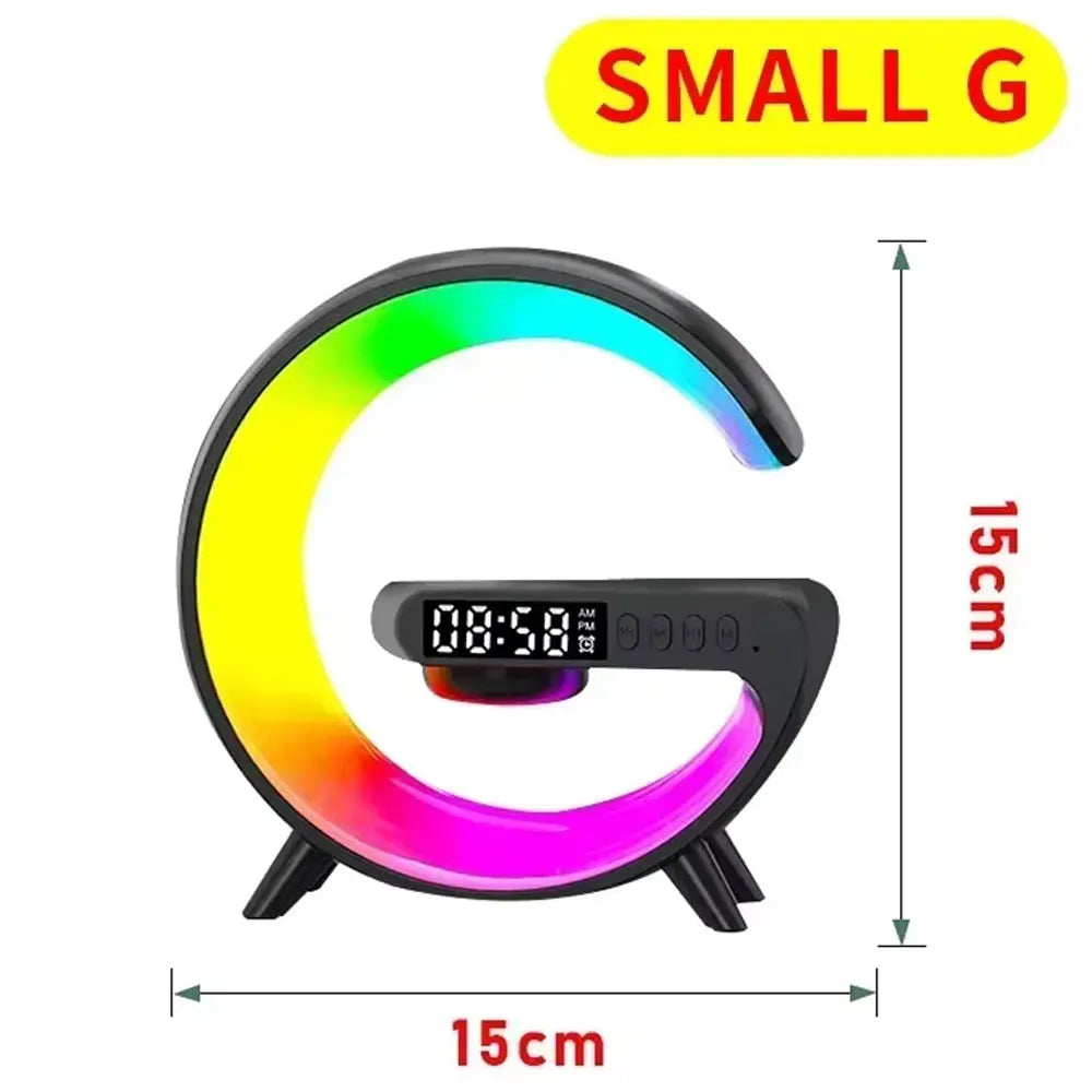 Wireless Charger Stand Pad Bluetooth 5.0 Speaker RGB Night Light Lamp Desktop Desk Phone Fast Charging for iPhone 16 15 Samsung