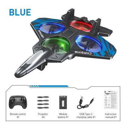E72 High - Performance foam aircraft stunt intelligent fixed height hover 360 ° turn UAV remote LED lights control fighter toy