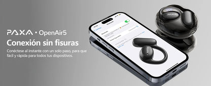 PAXA Openair5 AI Inteligente Inalámbrico Bluetooth 5.4 Headphones Alto Sonido Music Gaming Earphones HD Call AI Translation