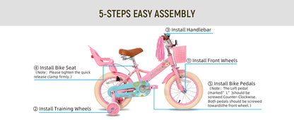 JOYSTAR Little Daisy Kids Bike for Girls Ages 2-7 Years,  Bikes with Doll Bike Seat & Streamers,baby walker