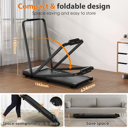 Treadmill with Remote, App & Button Control | LED Display | Safety Clip | Bluetooth Music | Quiet for Home/Office