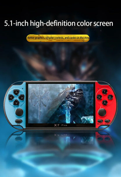 Console per videogiochi X7/X7Plus, portatile, retrò, oltre 10.000 giochi, controller doppio joystick con 4,3/5,1 pollici