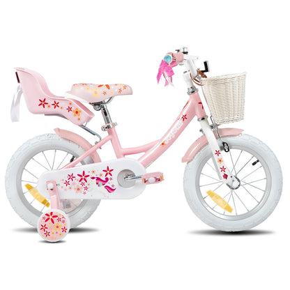 JOYSTAR Girls Bike for 2-9 Years Old Kids, 12 14 16 18 Inch Kids Bike with Training Wheels, Streamers, Basket, Doll Seat, Pink