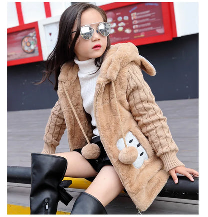Big Size Winter Girls Jackets Keep Warm Thicken Christmas Coat Autumn Hooded Zipper Waterproof Outerwear Kids Clothes 3-12 Years