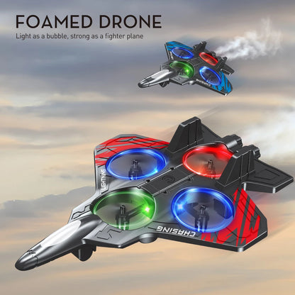 E72 High - Performance foam aircraft stunt intelligent fixed height hover 360 ° turn UAV remote LED lights control fighter toy