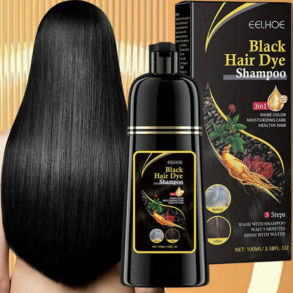 3 In 1 Instant Coloring Shampo Change Hair Color Gray Hair to Black Natural Black Color for Men Women Hair Dye Deep Nourishing