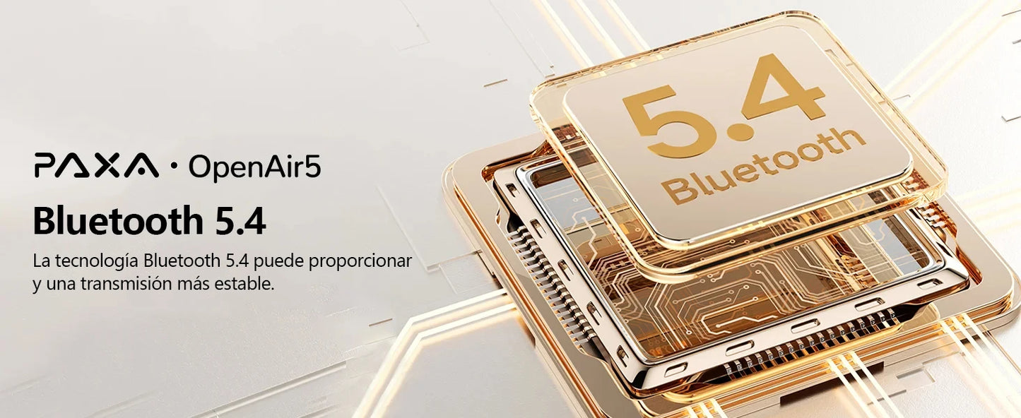PAXA Openair5 AI Inteligente Inalámbrico Bluetooth 5.4 Headphones Alto Sonido Music Gaming Earphones HD Call AI Translation