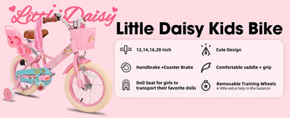 JOYSTAR Little Daisy Kids Bike for Girls Ages 2-7 Years,  Bikes with Doll Bike Seat & Streamers,baby walker