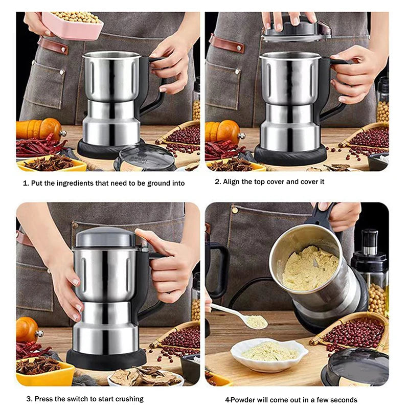 Macinacaffè Elettrico 300W Multifunzione - Macina Caffè Spezie Cereali Noci