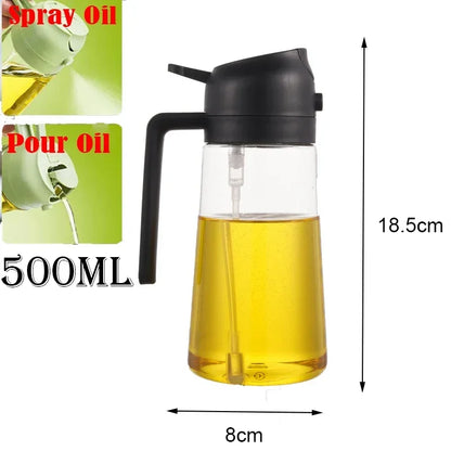 Multifunctional 2 in 1 Glass Oil Dispenser, 1 Count Oil Sprayer with Handle, Oil Dispenser for Cooking, Baking, Frying, Kitchen Utensils & Gadgets