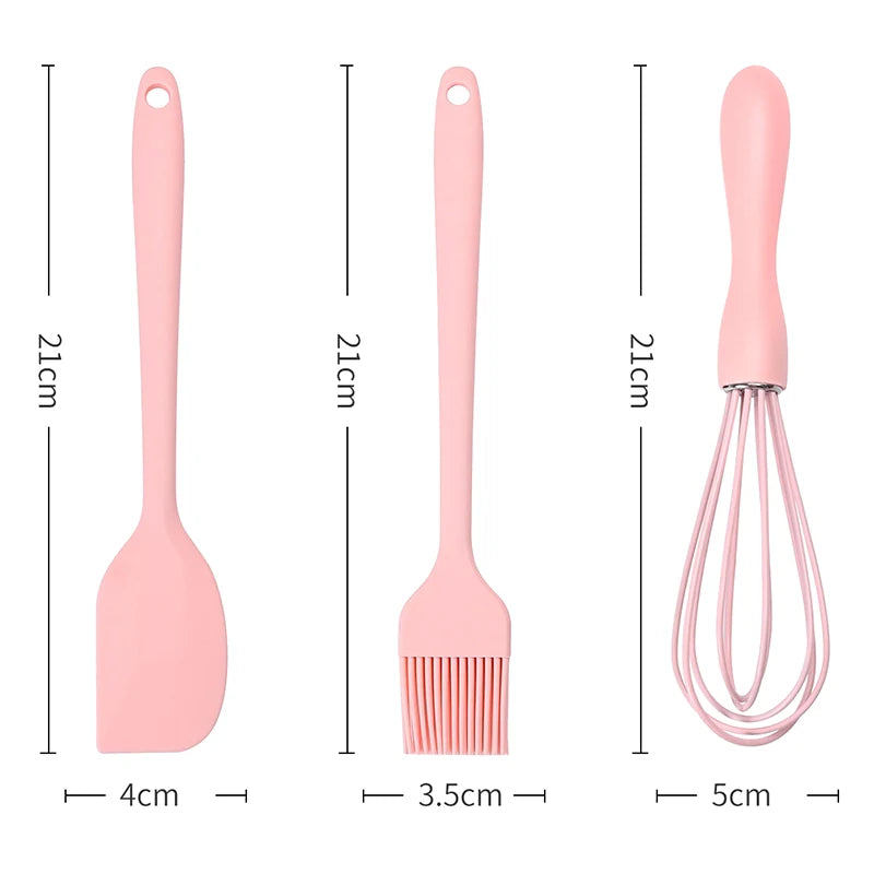 Set Utensili da Cucina in Silicone 3 Pezzi - Spatola, Raschietto e Pennello per Pasticceria e BBQ