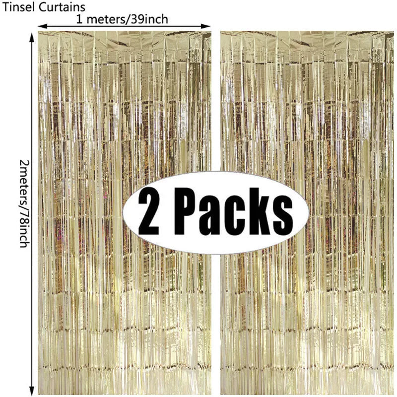 (Copy) Tende Decorative Oro Nero 2 Pezzi - Frangia Foil Metallico per Feste Laurea 2026 Compleanno Matrimonio