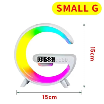 Wireless Charger Stand Pad Bluetooth 5.0 Speaker RGB Night Light Lamp Desktop Desk Phone Fast Charging for iPhone 16 15 Samsung