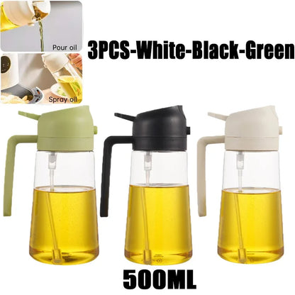 Multifunctional 2 in 1 Glass Oil Dispenser, 1 Count Oil Sprayer with Handle, Oil Dispenser for Cooking, Baking, Frying, Kitchen Utensils & Gadgets