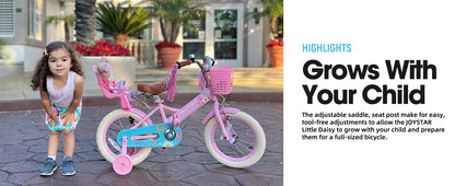 JOYSTAR Little Daisy Kids Bike for Girls Ages 2-7 Years,  Bikes with Doll Bike Seat & Streamers,baby walker