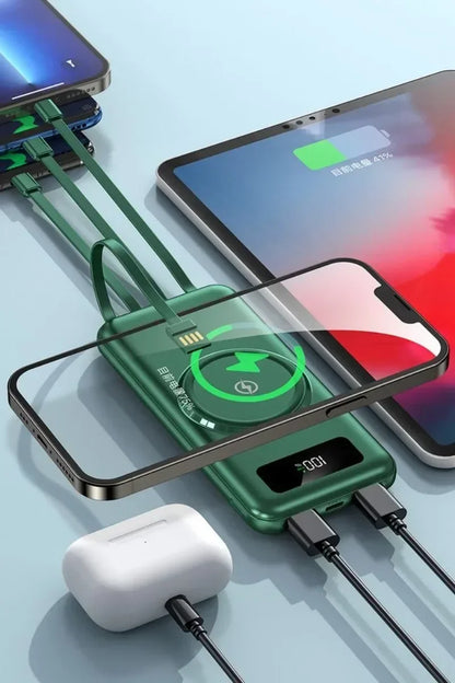 Power Bank Magnetico 10000mAh con Cavo Integrato - Ricarica Wireless Rapida per iPhone e Samsung