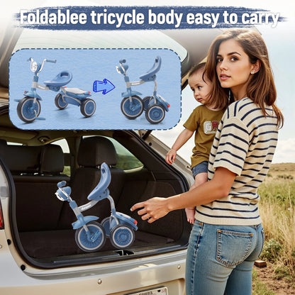 Kids Tricycle, 3 Wheel Baby Bicycle Toy, 1-5 Year Old Toddler Balance Bike, 4 in 1 Kids Trike, for Boys Girls Gift Present