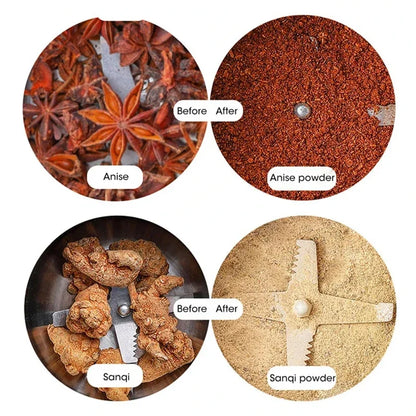 Macinacaffè Elettrico 300ml - Tritatutto Multifunzione con 4 Lame per Caffè, Spezie e Cereali