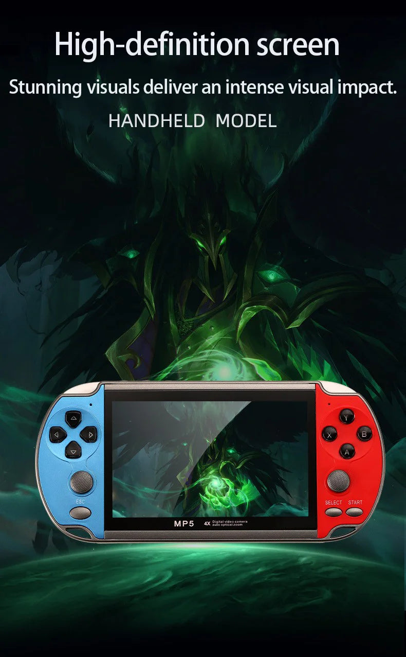 Console per videogiochi X7/X7Plus, portatile, retrò, oltre 10.000 giochi, controller doppio joystick con 4,3/5,1 pollici