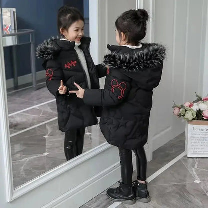 Big Size Winter Girls Jackets Keep Warm Thicken Christmas Coat Autumn Hooded Zipper Waterproof Outerwear Kids Clothes 3-12 Years