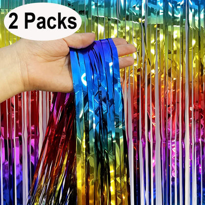 (Copy) Tende Decorative Oro Nero 2 Pezzi - Frangia Foil Metallico per Feste Laurea 2026 Compleanno Matrimonio