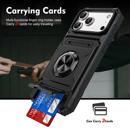 Custodia iPhone con Anello Magnetico Rotante | Cover Portafoglio Resistente Anticaduta