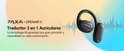 PAXA Openair5 AI Inteligente Inalámbrico Bluetooth 5.4 Headphones Alto Sonido Music Gaming Earphones HD Call AI Translation