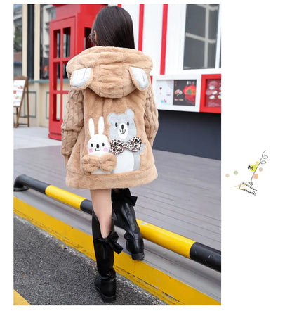 Big Size Winter Girls Jackets Keep Warm Thicken Christmas Coat Autumn Hooded Zipper Waterproof Outerwear Kids Clothes 3-12 Years