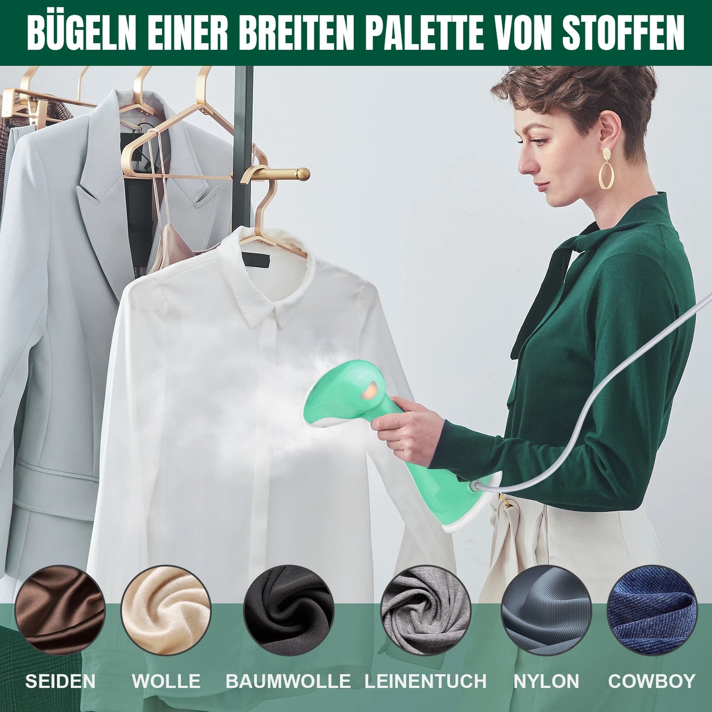 BRIEFNESS 2000W Handheld Steamer for Clothes, 30s Heat-up, Portable Garment Wrinkle Remover, Travel/Home Use, Fast Steam Iron