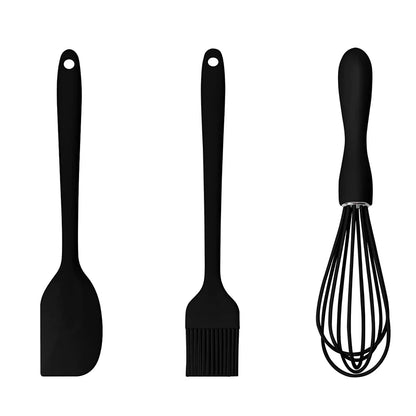 Set Utensili da Cucina in Silicone 3 Pezzi - Spatola, Raschietto e Pennello per Pasticceria e BBQ