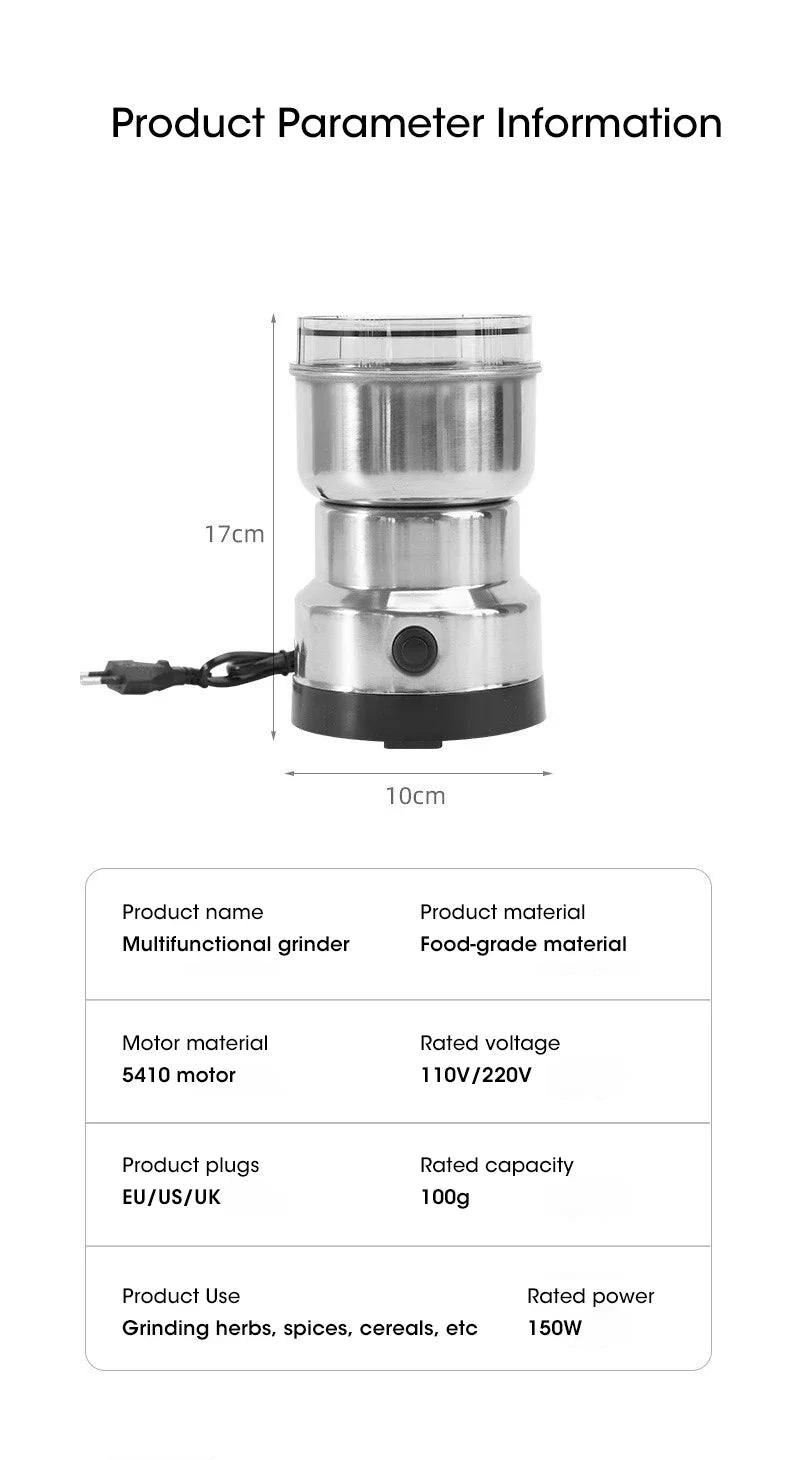 Macinacaffè Elettrico 300ml - Tritatutto Multifunzione con 4 Lame per Caffè, Spezie e Cereali
