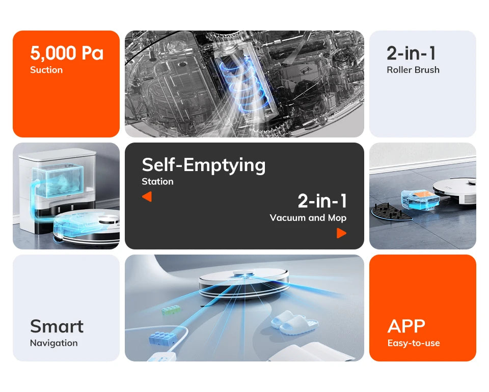 ILIFE A30 PRO 5000Pa Suction, Robot Vacuum and Mop Combo, Self emptying, 60 day capacity,  App/remote , 180 minute running time