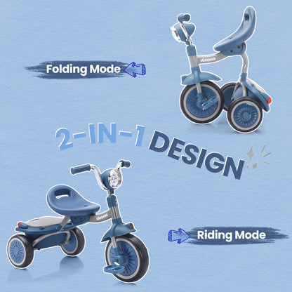 Kids Tricycle, 3 Wheel Baby Bicycle Toy, 1-5 Year Old Toddler Balance Bike, 4 in 1 Kids Trike, for Boys Girls Gift Present