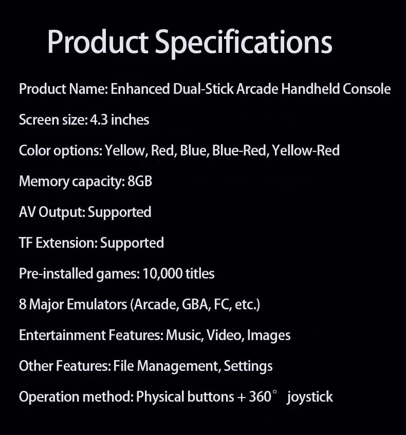 Console per videogiochi X7/X7Plus, portatile, retrò, oltre 10.000 giochi, controller doppio joystick con 4,3/5,1 pollici