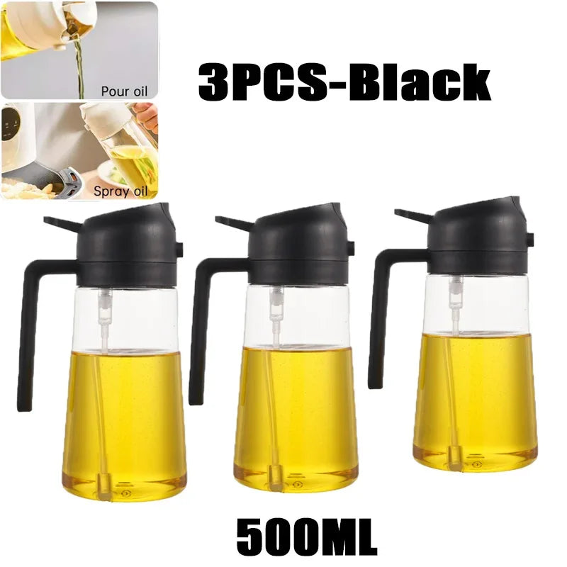 Multifunctional 2 in 1 Glass Oil Dispenser, 1 Count Oil Sprayer with Handle, Oil Dispenser for Cooking, Baking, Frying, Kitchen Utensils & Gadgets
