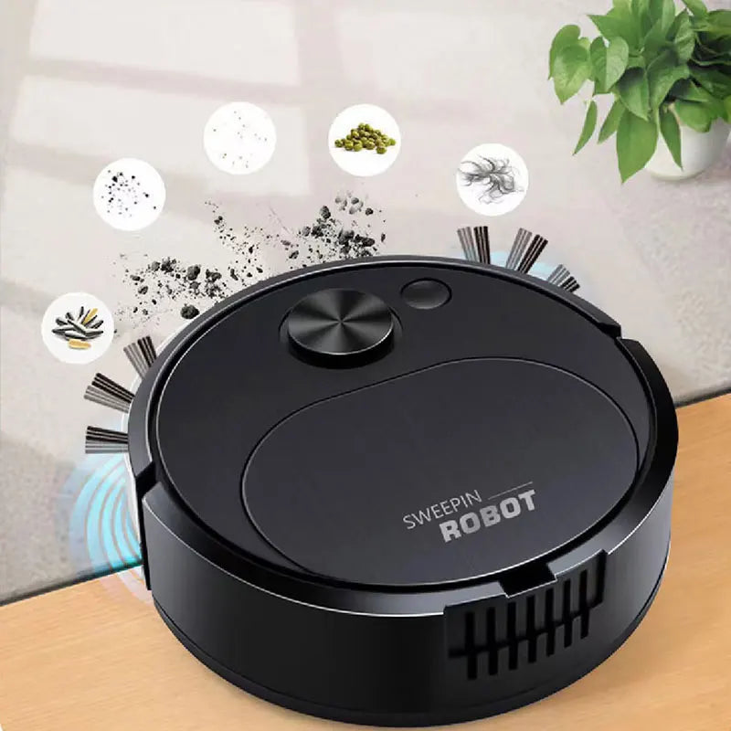 3 in 1 Vacuum Mop Robot Rechargeable Sweeping Machine Strong Suction Compact Cleaning Machine for Pet Hair Stubborn Dirt